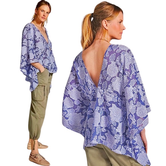 ANTHROPOLOGIE‎ Tie-Front Caftan Top ONE SIZE